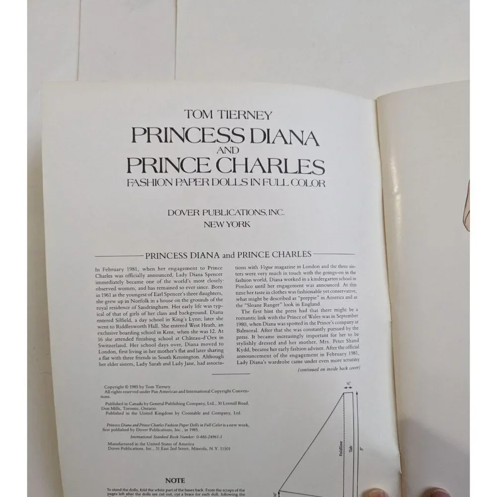 Vintage Paper Dolls Uncut‎ Princess Diana and Prince Charles Color 1985. New